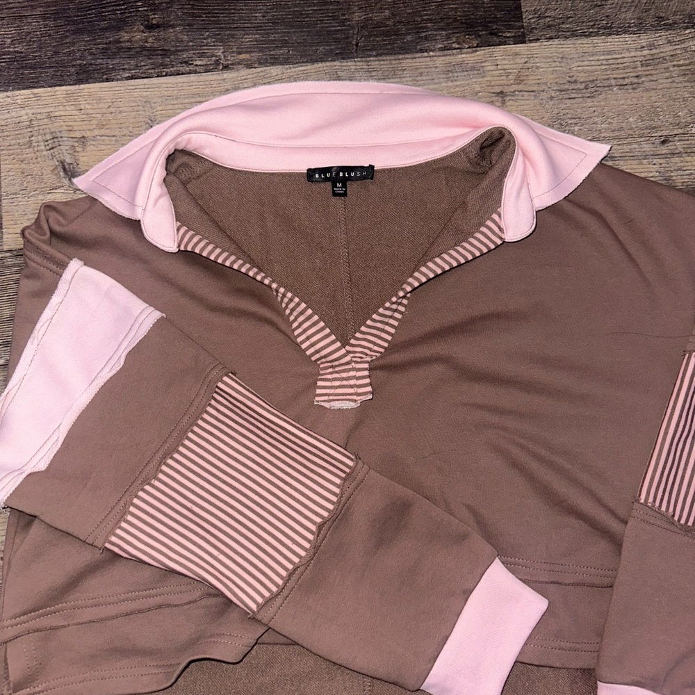 Ralph Lauren Pink and Brown Rugby Shirt